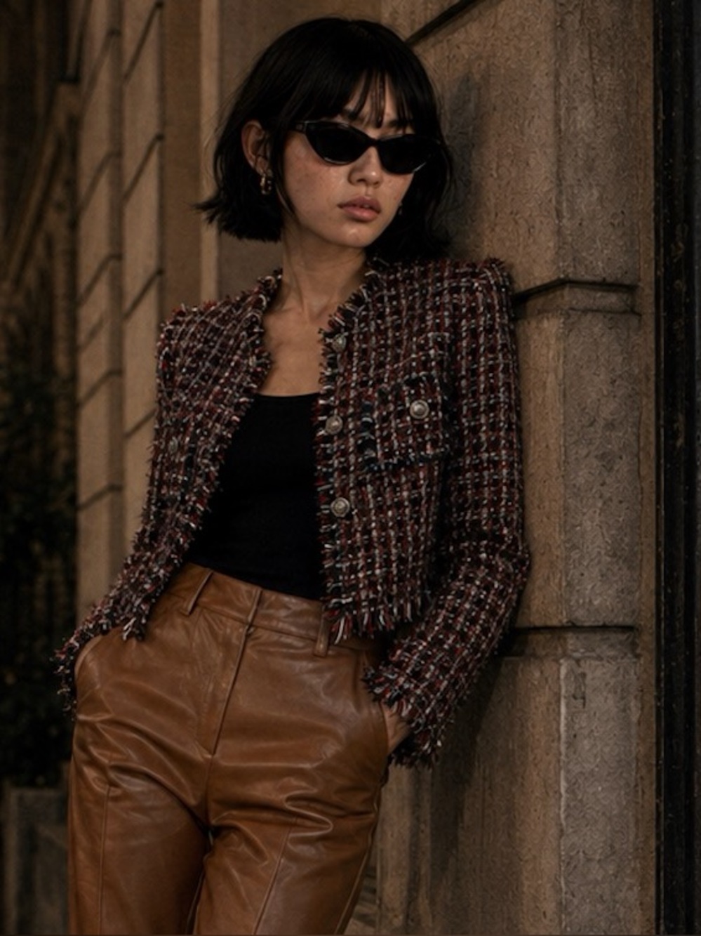 Zara Women’s Faux Leather Pants in Warm Brown